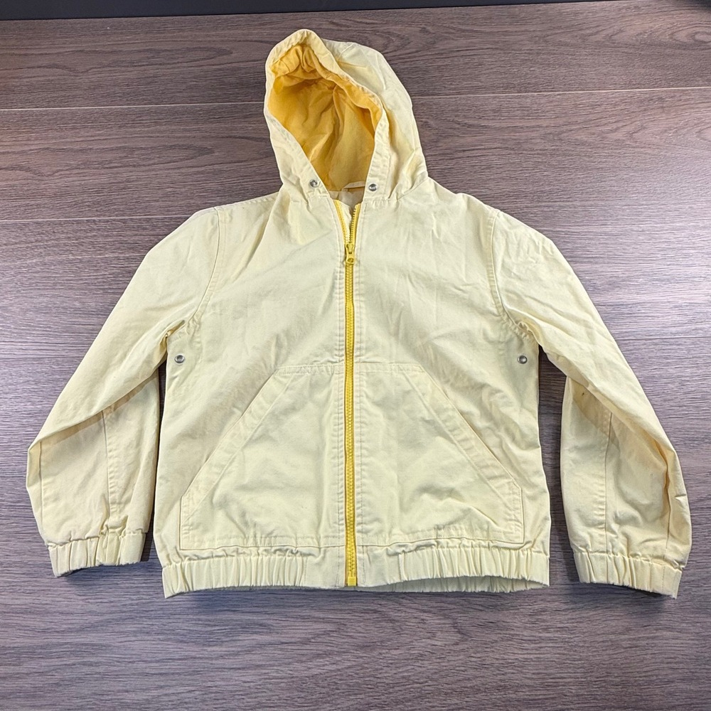 Gap Kids Girls Yellow Cotton Canvas Hooded Zip Up Lightweight Spring Jacket M